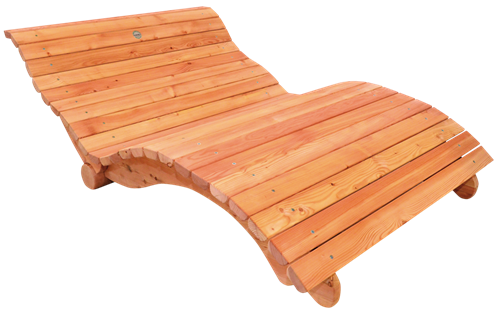 wooden lounger duo